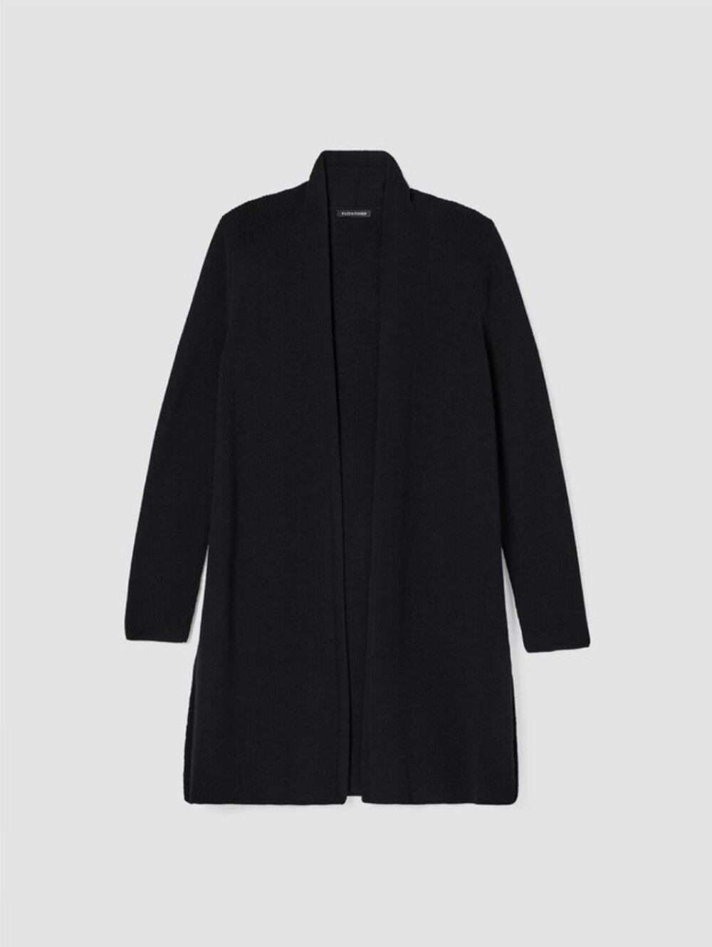 Eileen Fisher Peruvian Organic Cotton Crepe Long Cardigan in Black Size Medium